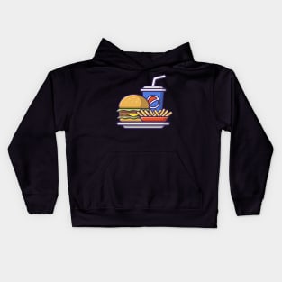 Fast Food Burger Frech Fries And Coke Illustration Kids Hoodie